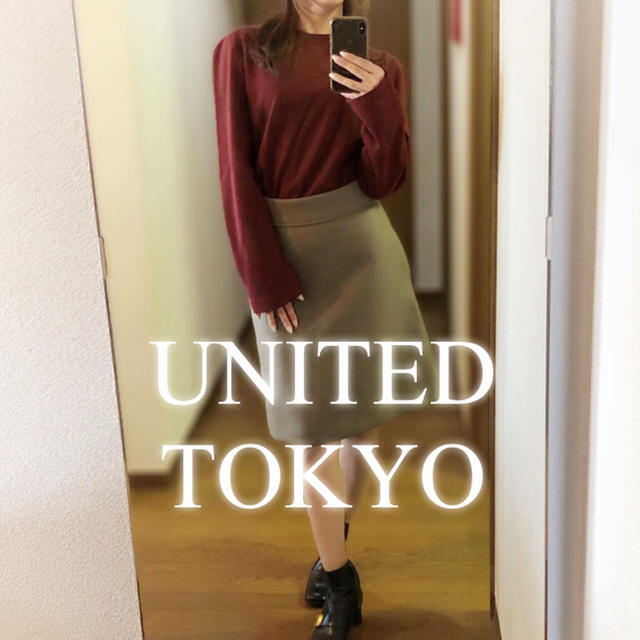 UNITED TOKYO◆ビッグショルダー カットソー ボルドー 長袖 レッド 3