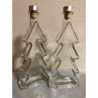 クリスマスツリーボトル2本 ハーバリウム(容器)