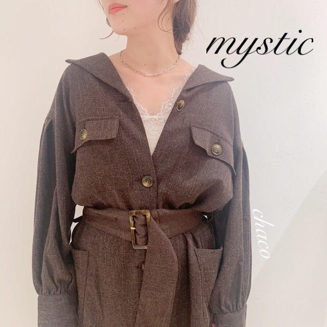 mystic(ミスティック)の秋冬新作🌷¥10450【mystic】サファリワンピース コートワンピース レディースのワンピース(ロングワンピース/マキシワンピース)の商品写真