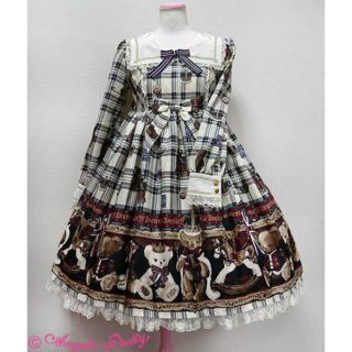 アンジェリックプリティー(Angelic Pretty)のBritish bear白ワンピース+kc(ひざ丈ワンピース)