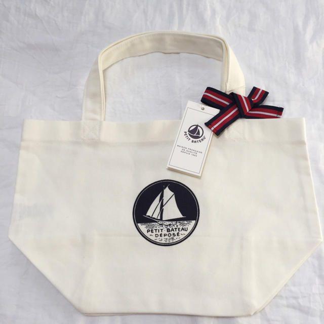 PETIT BATEAU(プチバトー)の新品未使用 プチバトー リボン付きトートバッグ キッズ/ベビー/マタニティのこども用バッグ(トートバッグ)の商品写真