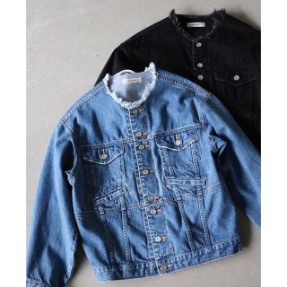 マウジー(moussy)の【新品未使用】moussy ノーカラーデニムジャケット　ジージャン(Gジャン/デニムジャケット)