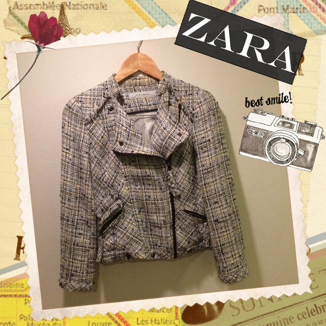 ZARA(ザラ)の訳ありなので格安！ツイードライダースJK レディースのジャケット/アウター(ライダースジャケット)の商品写真