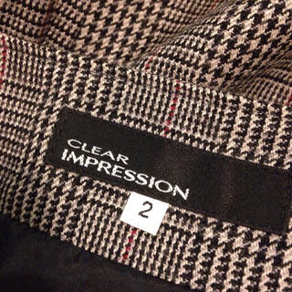 クリアインプレッション(CLEAR IMPRESSION)の秋色チェックウールスカート(ひざ丈スカート)