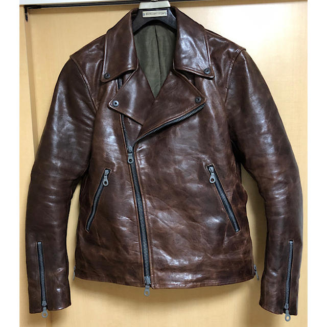 当店一番人気】 ISAMUKATAYAMA BACKLASH バックラッシュ18AWイタリーショルダーVINTAGEレザーWライダース24万円  ライダースジャケット