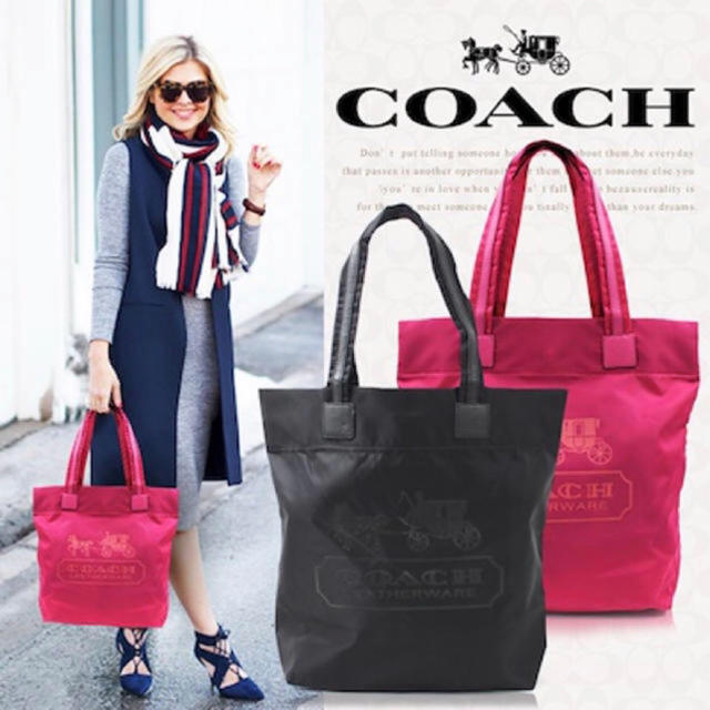 COACH(コーチ)の【新品未使用】 COACH コーチ 黒 ブラック ナイロン×本革レザートート   レディースのバッグ(トートバッグ)の商品写真