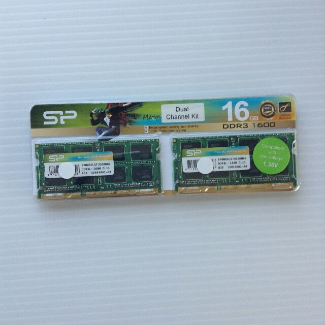 PCパーツシリコンパワー ノートPC用メモリ 8GB×2枚