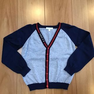 グッチ(Gucci)のGUCCI KIDS カーディガン長袖(グレーネイビー) グッチ(カーディガン)