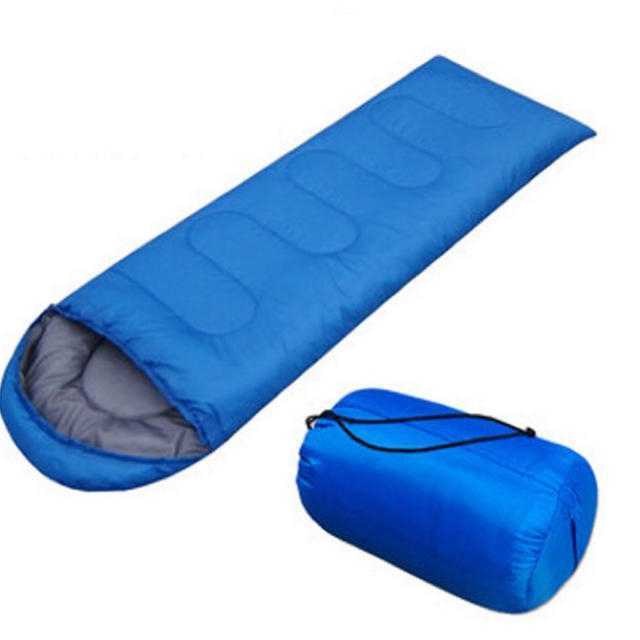 寝袋　シュラフ　軽量　高保温　封筒型　アウトドア　車中泊　簡単収納　青
