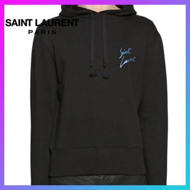 Saint Laurent(サンローラン)のSANT LAURENT　サンローラン　ロゴパーカーBLACK　韓国　サイズM メンズのトップス(パーカー)の商品写真