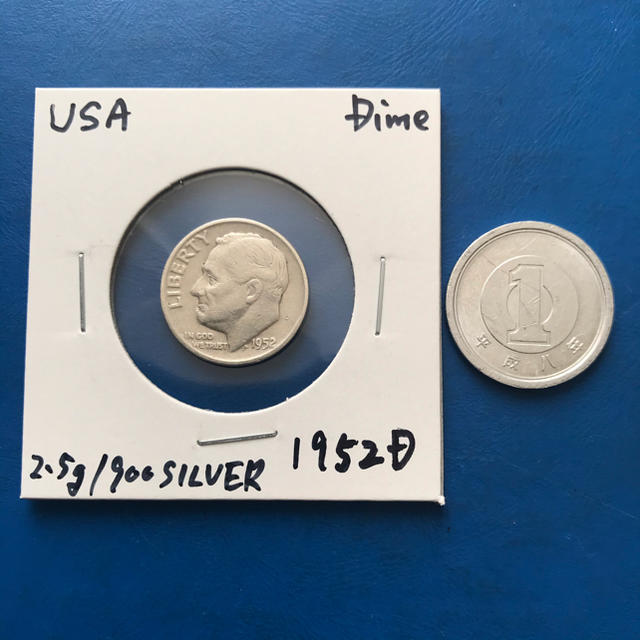 アメリカコイン 10C(Dime)銀貨 1952Dの通販 by 浜名湖の主's shop｜ラクマ