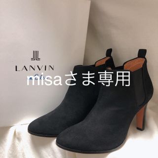 ランバンオンブルー(LANVIN en Bleu)の◇新品未使用◇LANVIN en Bleuサイドゴアショートブーツ黒 23.5(ブーツ)