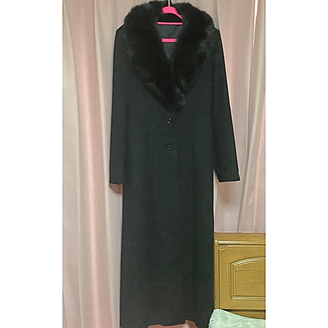 てなグッズや 超マキシ ロングコート カシミア フォックスファー