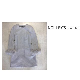 ノーリーズ(NOLLEY'S)のNOLLEY'S ノーリーズアンゴラビーバー  ファー袖 コート 38 美品(ロングコート)