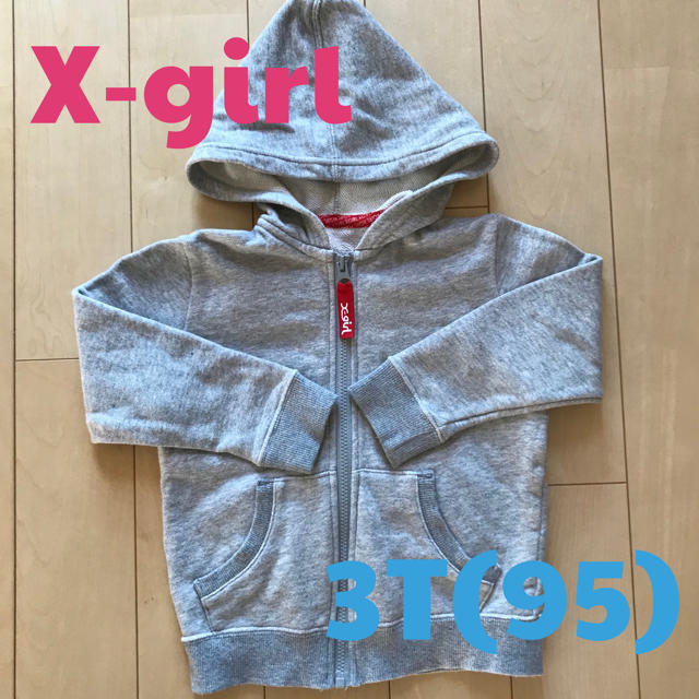 X-girl Stages(エックスガールステージス)の美品☆X-girl エックスガール☆3T(95)☆バックプリントフルジップパーカ キッズ/ベビー/マタニティのキッズ服女の子用(90cm~)(ジャケット/上着)の商品写真