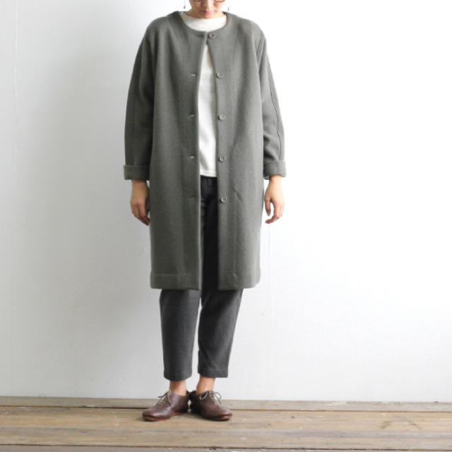 evam eva press wool coat ノーカラー　コート