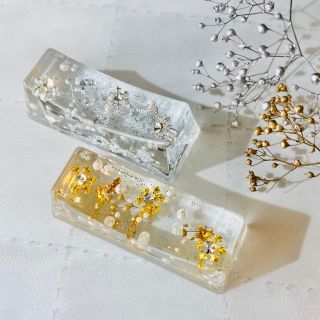 雪の結晶♡パール入りお箸置き　固めるハーバリウム(その他)