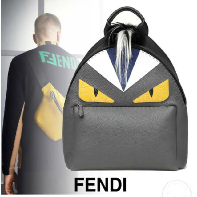 FENDI(フェンディ)のFENDI フェンデイ レザー  ブラック×グレー  バックパック 【ギャラ有】 メンズのバッグ(バッグパック/リュック)の商品写真