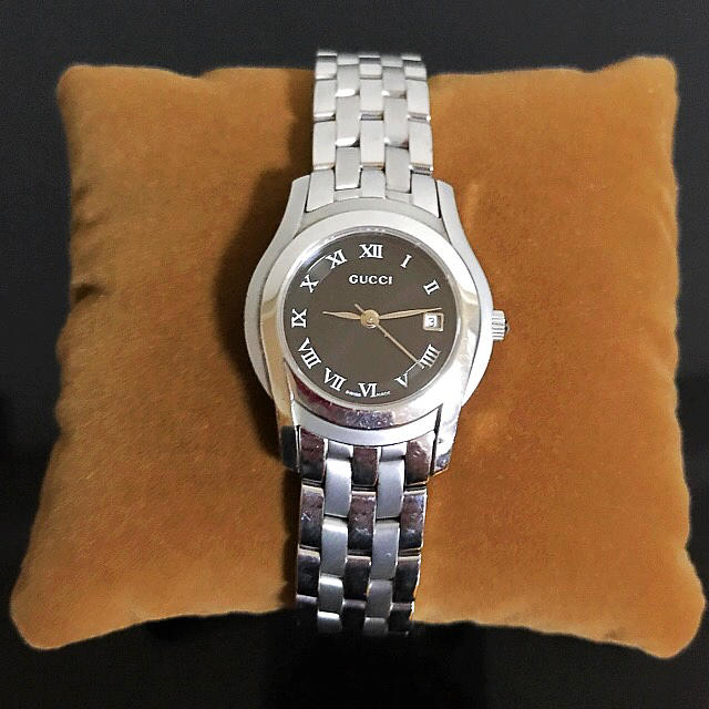 Gucci(グッチ)のGUCCI グッチ 5500L クォーツ レディース 黒文字盤 腕時計 稼働品 レディースのファッション小物(腕時計)の商品写真