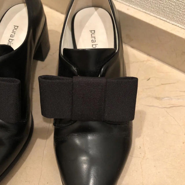 pura biancaリボンシューズ♡︎本革黒 レディースの靴/シューズ(ローファー/革靴)の商品写真