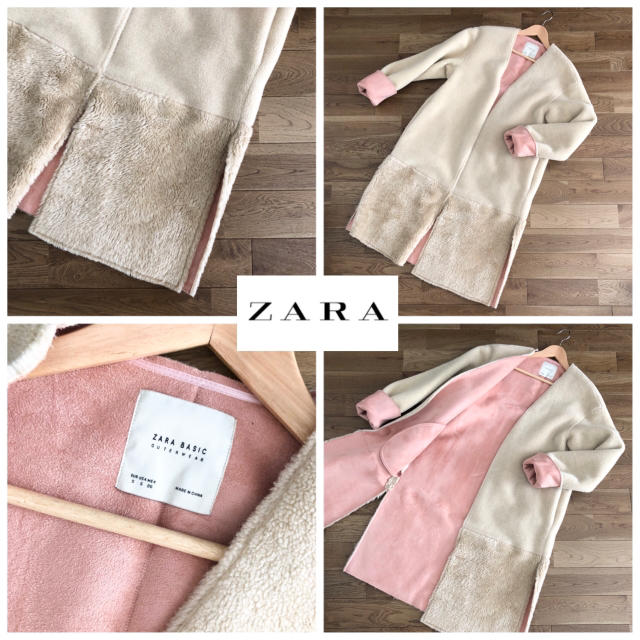 ZARA(ザラ)のzara ノーカラーボアコート レディースのジャケット/アウター(ロングコート)の商品写真