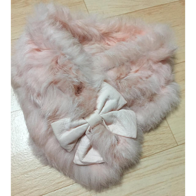 L'EST ROSE(レストローズ)の♡ブラウンビー リボン ピンク 可愛い ファー ティペット♡ レディースのファッション小物(マフラー/ショール)の商品写真