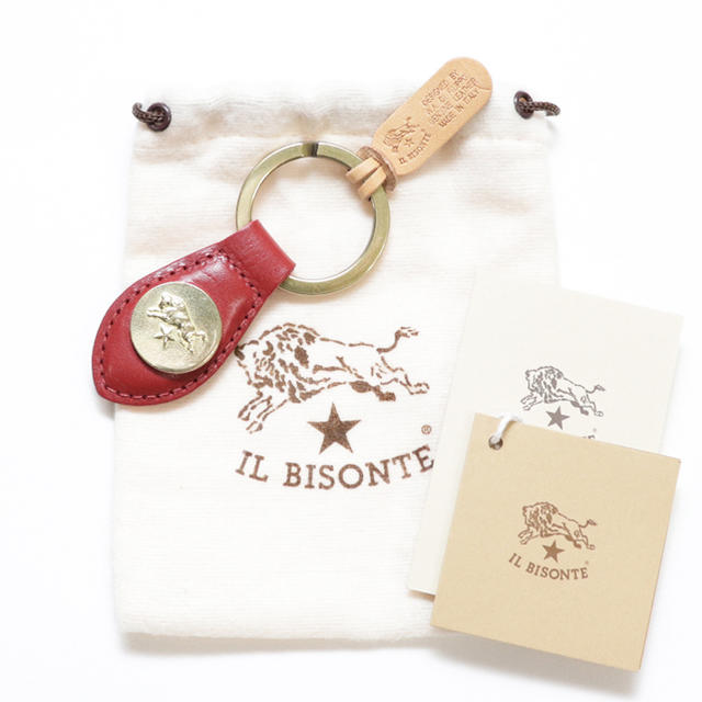 IL BISONTE(イルビゾンテ)の新品 イルビゾンテ キーホルダー キーリング コンチョ フック ロッソレッド 赤 メンズのファッション小物(キーホルダー)の商品写真