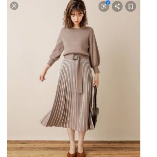 ナチュラルクチュール(natural couture)のnaturalcouture 配色ニットプリーツワンピース(ロングワンピース/マキシワンピース)