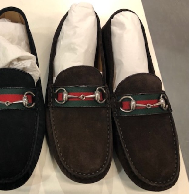 Gucci(グッチ)のGUCCI Suede driver with Web 9 ブラウン 茶 メンズの靴/シューズ(スリッポン/モカシン)の商品写真