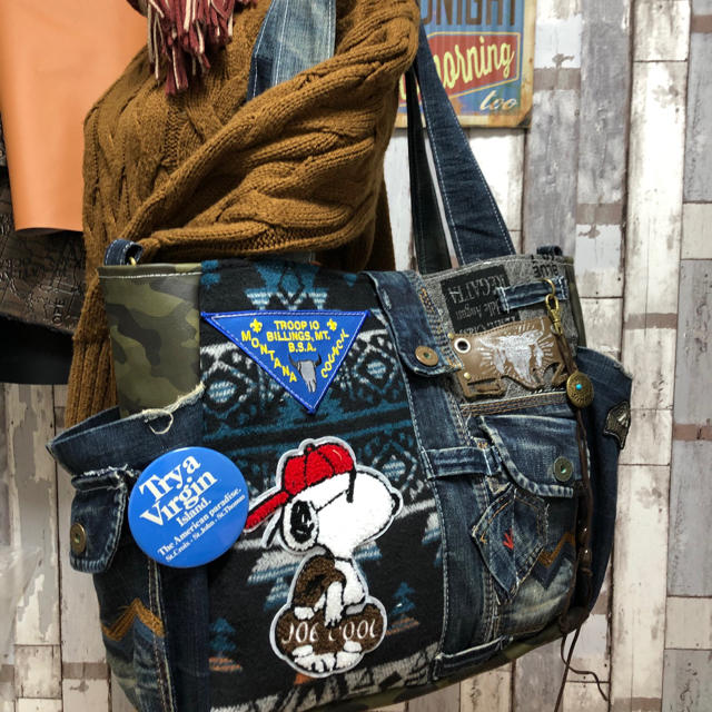 No.170【DENIM✖️COOL✨】大sizeデニムリメイク マザーズバッグ