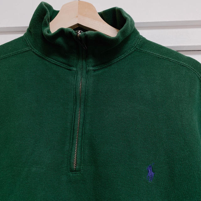 POLO RALPH LAUREN(ポロラルフローレン)の古着 ゆるだぼ ラルフローレン ハーフジップ レディースのトップス(トレーナー/スウェット)の商品写真