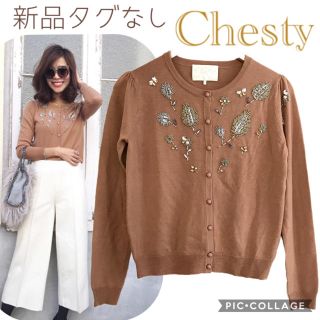 チェスティ(Chesty)のチェスティ　新品タグなし　リーフモチーフのカーディガン(カーディガン)