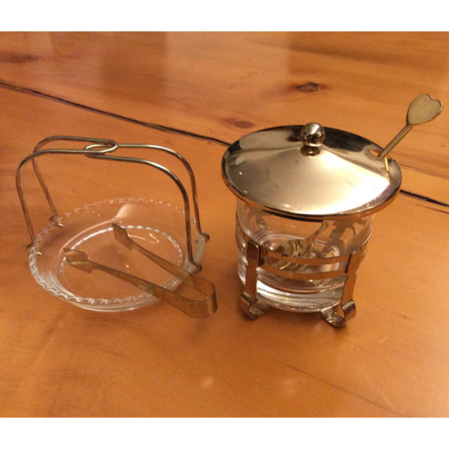 ガラス製シュガーポット   レモン皿   2個セット ゴールド インテリア/住まい/日用品のキッチン/食器(容器)の商品写真