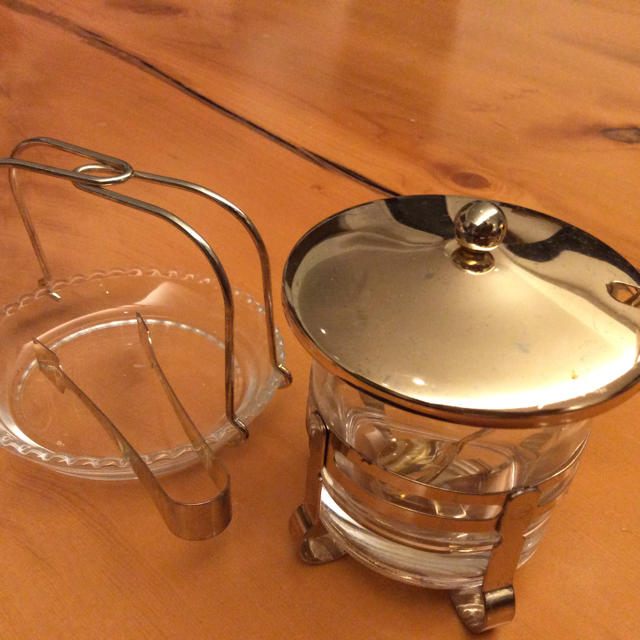 ガラス製シュガーポット   レモン皿   2個セット ゴールド インテリア/住まい/日用品のキッチン/食器(容器)の商品写真