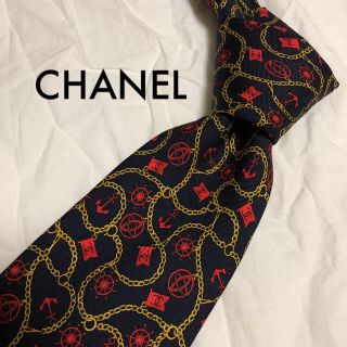 シャネル(CHANEL)のSALE!美品! CHANEL 高級シルク ネクタイ ネイビー×レッド 大人気！(ネクタイ)