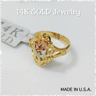 14K ゴールド★新品 トリコロールリング★ローズデザイン・USA(リング(指輪))