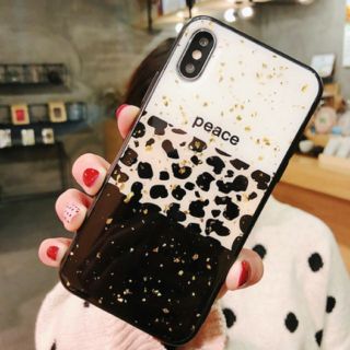 新品♡豹柄　 peace　ヒョウ柄　iphone　ケース(iPhoneケース)