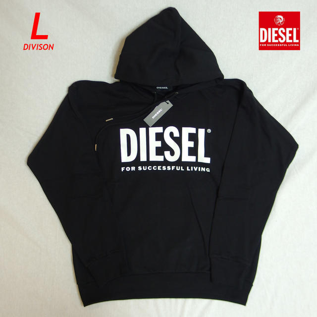 ◆DIESELディーゼル◆S-DIVISION-LOGO◆黒 L◆パーカー