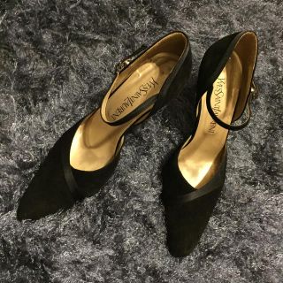 サンローラン(Saint Laurent)のYSLスエードxサテンパンプス36ハーフ(ハイヒール/パンプス)