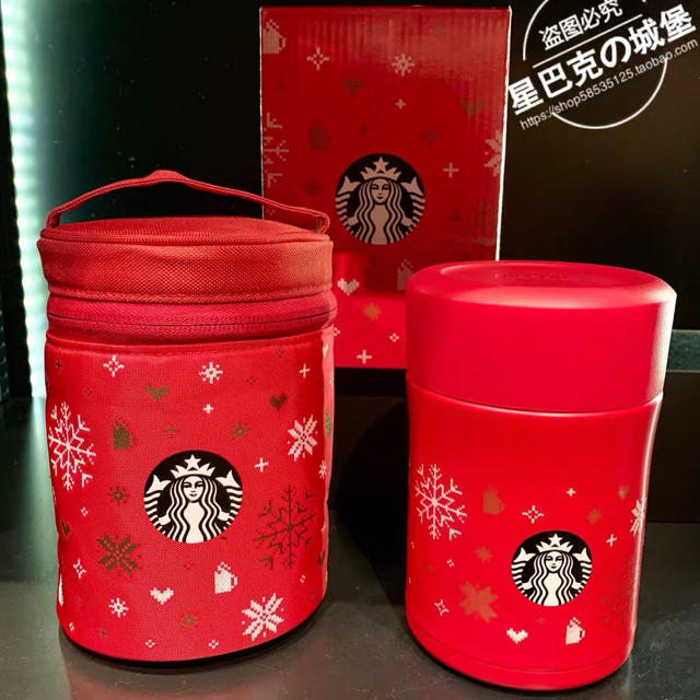 Starbucks Coffee(スターバックスコーヒー)のケース&スプーン クリスマススープジャー ステンレスコンテナ 台湾スターバックス インテリア/住まい/日用品のキッチン/食器(タンブラー)の商品写真