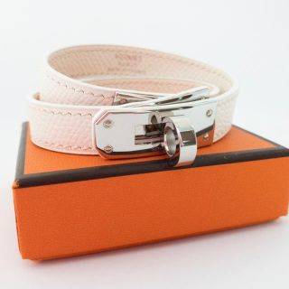 エルメス(Hermes)の未使用 HERMES ケリー ドゥブルトゥール レザーブレスレット ホワイト(ブレスレット/バングル)