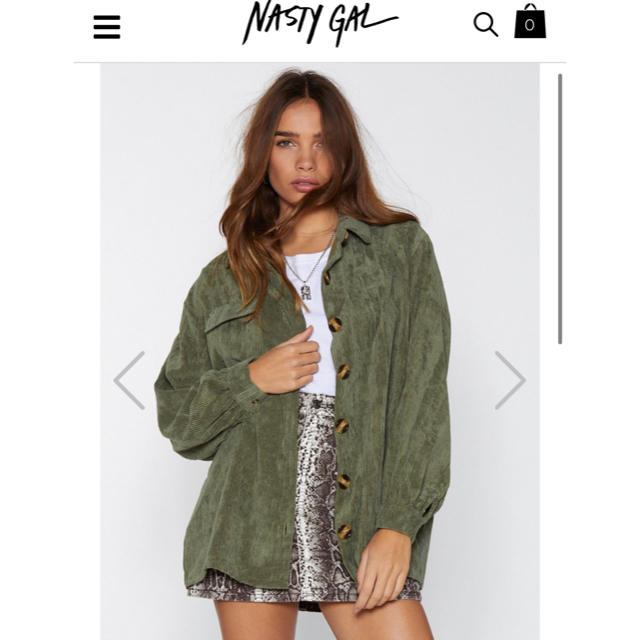 asos(エイソス)の完売レア♡Nasty Gal コーデュロイ シャツ カーキ レディースのジャケット/アウター(ミリタリージャケット)の商品写真