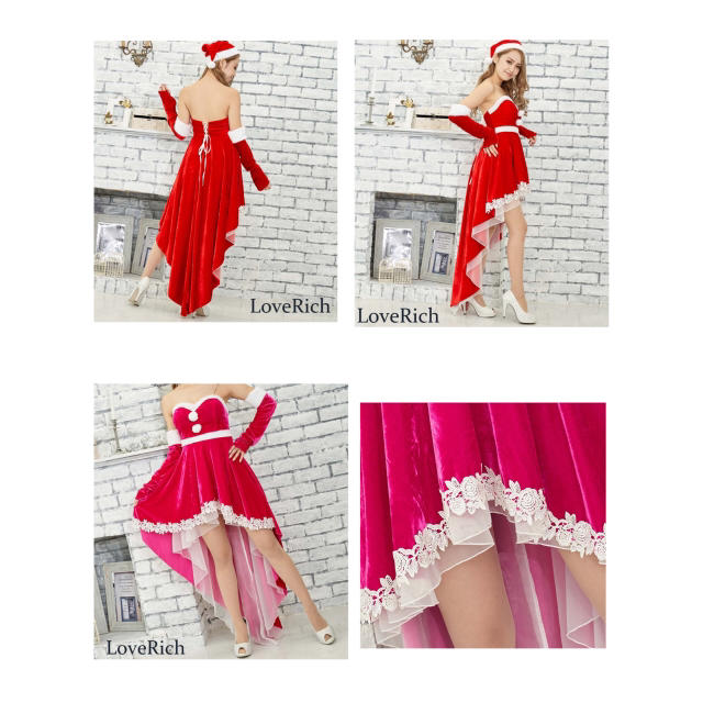 サンタ3点セット コスプレ サンタクロース クリスマス コス キャバドレス レディースのフォーマル/ドレス(ナイトドレス)の商品写真