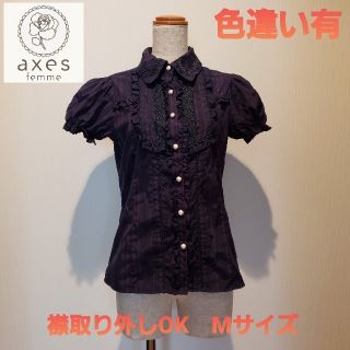 アクシーズファム(axes femme)の☆025【着用感有・襟取外し可】axes femme 半袖ﾌﾞﾗｳｽ Mｻｲｽﾞ(シャツ/ブラウス(半袖/袖なし))