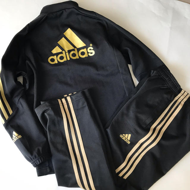 adidas(アディダス)のadidas アディダス ゴールドロゴ☆ジャージ上 下 140 キッズ/ベビー/マタニティのキッズ服男の子用(90cm~)(ジャケット/上着)の商品写真