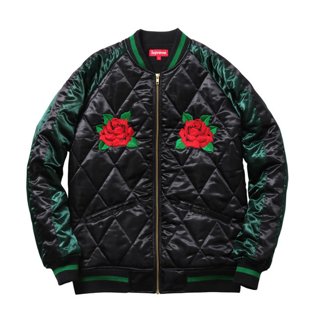 Supreme - Quilted Satin Bomber 黒 Lジャケット/アウター