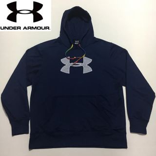 アンダーアーマー(UNDER ARMOUR)のアンダーアーマー◇ビッグロゴパーカー◇ネイビー XLサイズ(パーカー)