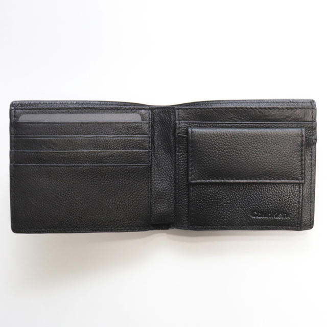 Calvin Klein(カルバンクライン)の新品 カルバンクライン 二つ折り 財布 札入れ コインケース 型押し ブラック メンズのファッション小物(折り財布)の商品写真