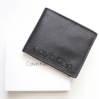 カルバンクライン(Calvin Klein)の新品 カルバンクライン 二つ折り 財布 札入れ コインケース 型押し ブラック(折り財布)