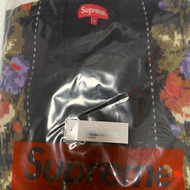 Supreme(シュプリーム)のsupreme floral Stripe cardigan 黒　Mサイズ メンズのトップス(カーディガン)の商品写真
